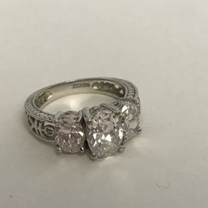 Ross Simon Diamonique triple oval stones, carved ring, perfect condition